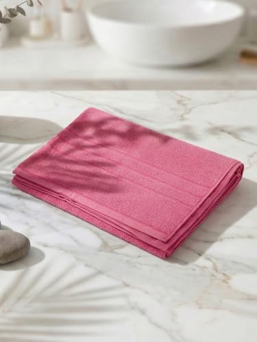 Image of Monte Carlo Essential 100% Cotton Bath Towel | 340 GSM Ultra Lightweight & Quick Dry | Soft Absorbent Large Towel 75x150 cm | Skin Friendly Daily Use Bathroom Towel for Men & Women (Soho) | Rouge