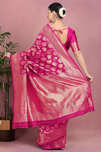 Image of Subham Saree for Woman Silk Cotton Kanjivaram | Soft Daily Wear Golden Zari Sari with Jacquard Blouse Piece