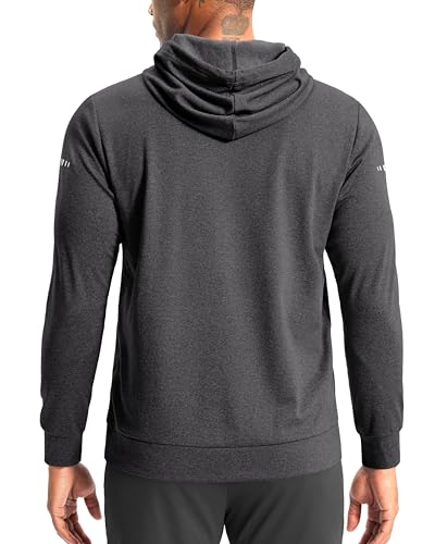 G Gradual Men's Fleece Hoodie Long Sleeve Athletic Workout Shirts(Dark Grey Heather,S) - image 2