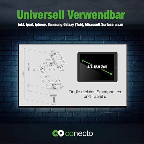 Support de tablette 4.7 à 12.9 pouces noir rotatif à 360 degrés conecto - 4