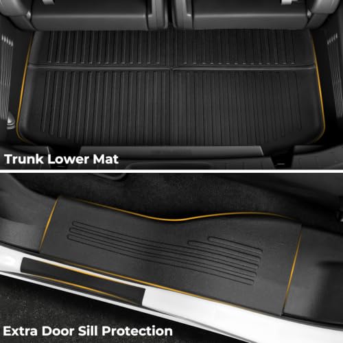 Image of Floor Mats for Ford Explorer 2015-2019, All Weather Floor Mats Trunk Cargo Liner and Door Sill Guards Accessories, Full Coverage Set (Fit 7 Seats)