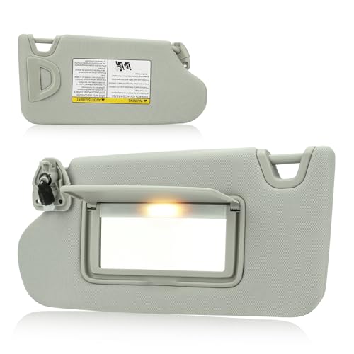 Left Driver Side Sun Visor for Nissan Altima Without Sunroof 2013 2014 2015 2016 2017 2018 with Light Replaces for 96401-3TA2A Gray