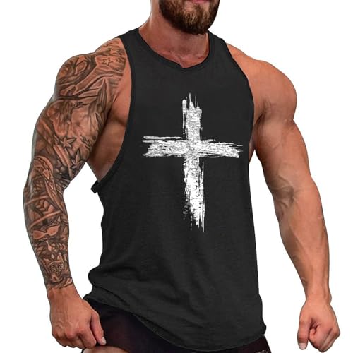 Mens Cotton Tank Tops Breathable Summer Quick Dry Cool Fitness Muscle Basic Sleeveless Shirt