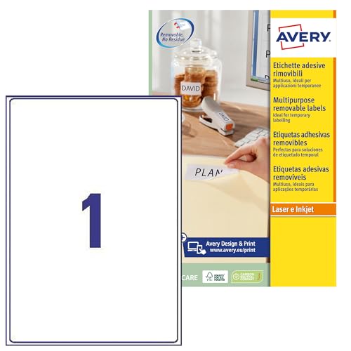 Étiquettes amovibles 25 feuilles A4 vierges adhésives repositionnables