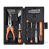 LAND 22-Piece Tool Kit General Household Tool Set Cutting Plier with Plastic Toolbox Storage Case...