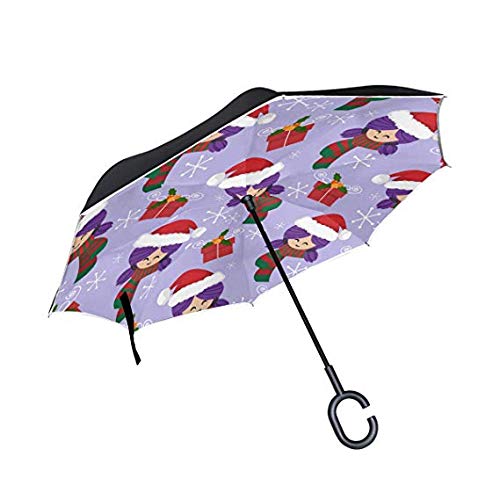 Parapluie inversé double pliage anti-UV avec poignée en C pour le golf