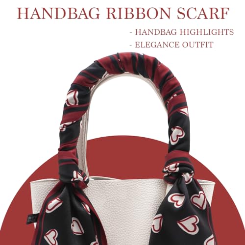 Women's Designer Neckerchief Handbag Handle Ribbon Fashion Scarf Cute Heart Printed Hair Tie2