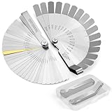 Pylevemv 2Pcs High-Precision Feeler Gauge Set - 32-Blade Straight and 16-Blade Offset Filler Gauge, Dual Marked SAE & Metric Stainless Steel Feeler Gauges for Valves, Spark Plug, Engine, Guitar Setup