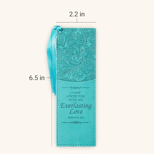 Image of Christian Art Gifts Premium Faux Leather Bookmark: Everlasting Love, Teal