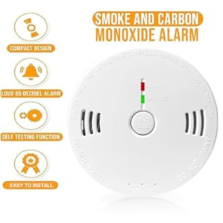Combination Smoke and Carbon Monoxide Detector Alarm, 2-Pack Beeps Warning Smoke and CO Alarms for Basements Travel Home Office House Bedroom Living Room Car, Battery Operated, Comply with UL 217/2034