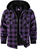 GEEK LIGHTING Men's Flannel Shirts Jacket Sherpa Lined Fleece Plaid Hoodie Long Sleeve Winter Warm Coat