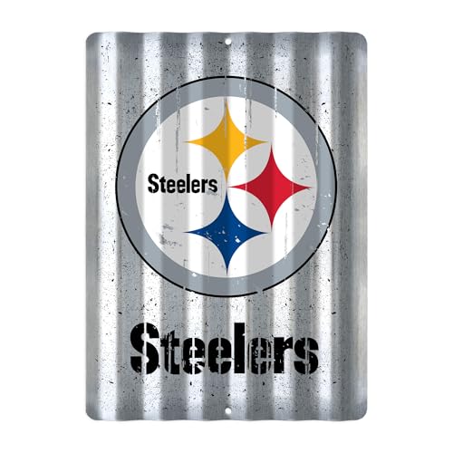 Rico Industries NFL Football Pittsburgh Steelers 12" X 16" Tin Metal Roof Sign