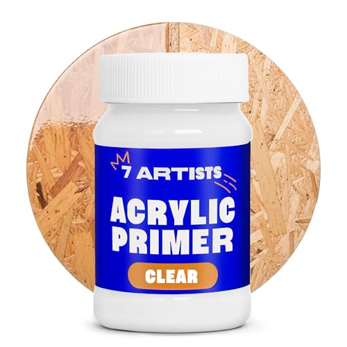 7 Artists Primer Imprimação Transparente 100 ml – Gesso Acrílico Universal à Base de Água para Tela, Madeira e Papel | Primer para Pintura Acrílica, Óleo e Trabalhos Manuais | Acrylic Gesso Artístico