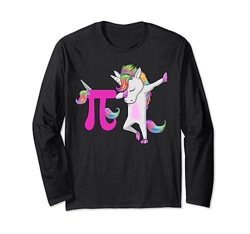 Happy Pi Day divertente unicorno dabbing matematica t-shirt per ragazze Maglia a Manica
