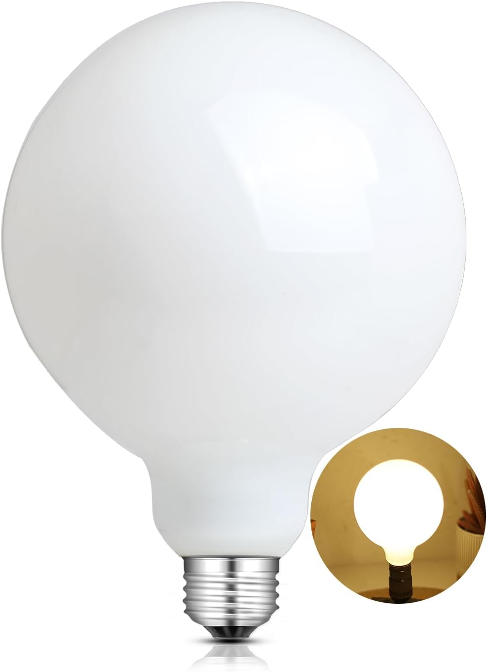 G125 Oversize LED Globe Light Bulb, 12W Warm White 2700K G40 Replacement Opal Milky Pearl Glass Vintage LED Edison Filament Bulb, 80 Watt Equivalent E26 Medium Base, Non-Dimmable, 1 Pack