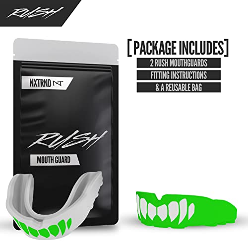 2 Pack Nxtrnd Rush Mouth Guard Sports, Professional Mouthguards For Boxing, Jiu Jitsu, Mma, Wrestling, Football, Lacrosse, And All Sports, Fits Adults, Youth, And Kids 11+ (Green) #TOP3