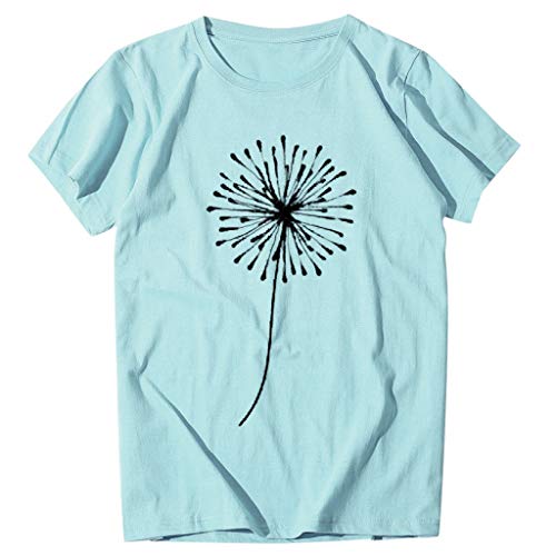 Tshirts Shirts For Women Womens Print T Shirt Cute Graphic Short Sleeve Crewneck Tees Summer Casual Shirt Tops A Blue #TOP27