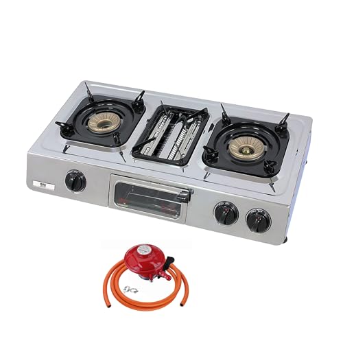 NJ G-87 Portable Gas Stove - 3 Burner Mini Oven Grill Camping Cooker LPG