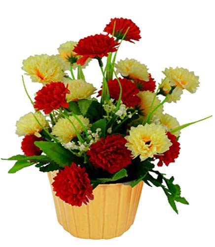 SouvNear WEEKEND SALE 4 Inch Ceramic Planter - Handmade Planter Pot in Yellow - Window Planter for Flowers/Herbs Decorative Small Succulent Modern Minimalist Indoor Planters - Green Gifts for Mom