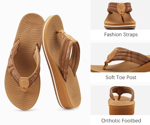 Image of COFACE Women's Flip Flops with Arch Support Ladies Fashion Lightweight Wedge Flip Flops Comfortable Yoga Mat Sole Summer Platform Thong Sandals