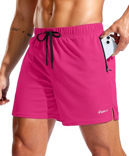 Pudolla Men's Workout Running Shorts with Zipper Pockets 5