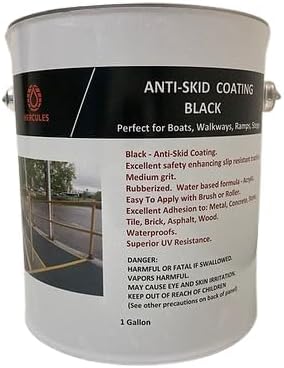 Hercules BLACK Anti Skid Coating - Safety Traction Paint - Rubberized 1 Gallon Can, Medium Grit - Waterproof & UV Resistant - Ideal for Ramps, Walkways, Docks & Patios