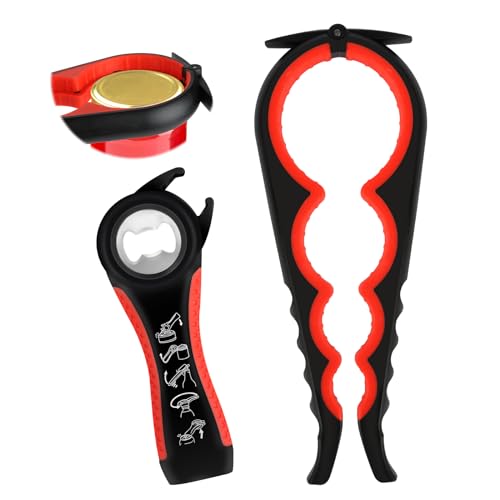 NVIYAM 2 piezas Multifunción Abrelatas Profesional Abridor de Tarros Kit de Abridor de Botellas Botellas 5 en 1 y 4 en...