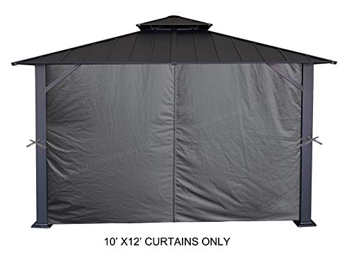 APEX GARDEN Universal Privacy Curtain Set for 10\' x 12\' Gazebo (Grey)