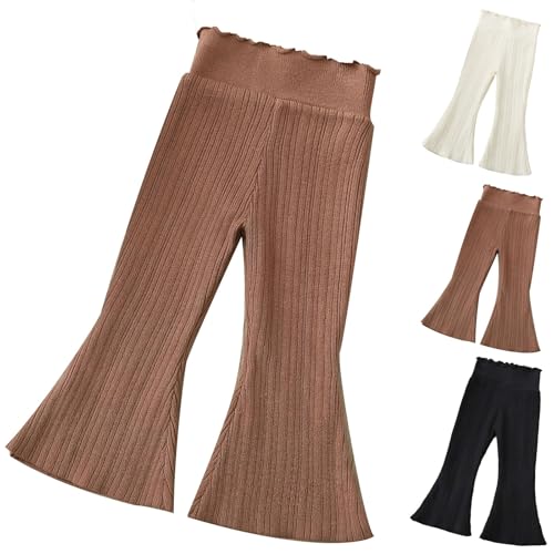 Toddler Baby Girl Ribbed Knit Bell Bottoms Solid Summer Flared Pants Toddler Elastic Waist Ruffle Leggings2