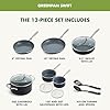 GreenPan 12 Piece Nonstick Swift Cookware Set, Ceramic PFAS-Free Pots & Pans with Lids, Dishwasher & Oven/Broiler Safe to 600F, Kitchen Cooking Set, Sauce, Saute, Stock, Frying Pans, Gray