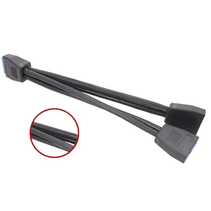 HONGP 2 porty USB 3.0 żeńskie na 20-pinowe złącze płyty głównej kabel wewnętrzny, port USB 3.0 19-pinowy kabel Y Splitter