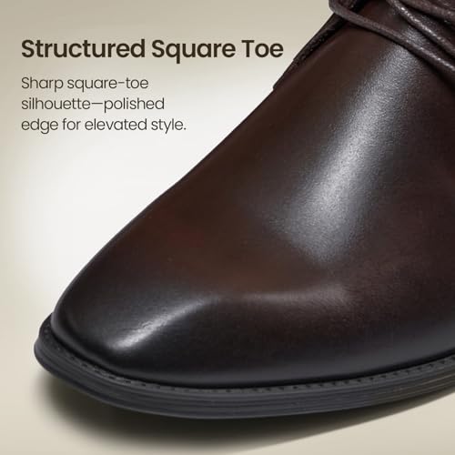 Image of Holy dove Mens Dress Boots, Premium Leather Oxford Chukka in Coffee, Non-Slip Business Boots for Men (Size 13)