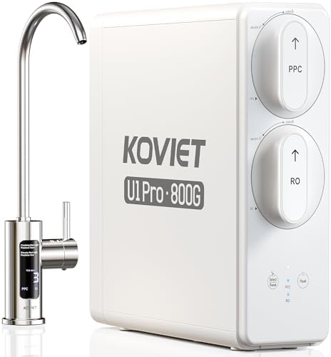 U1 Pro Reverse Osmosis System, 800GPD Tankless Reverse Osmosis Water Filter, 10-Stage Under Sink RO Water Filtration System, NSF/ANSI 42&58 Certified with Smart LED Faucet, 3:1 Pure to Drain