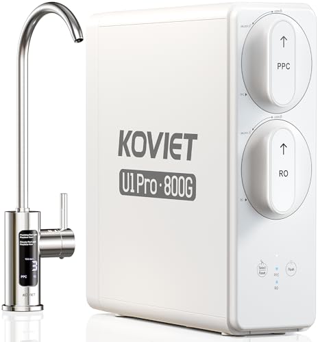KOVIET U1 Pro Reverse Osmosis System, 800GPD Tankless Reverse Osmosis Water Filter, 10-Stage Under Sink RO Water Filtration System, NSF/ANSI 42&58 Certified with Smart LED Faucet, 3:1 Pure to Drain by KOVIET - Used condition - US$121.31