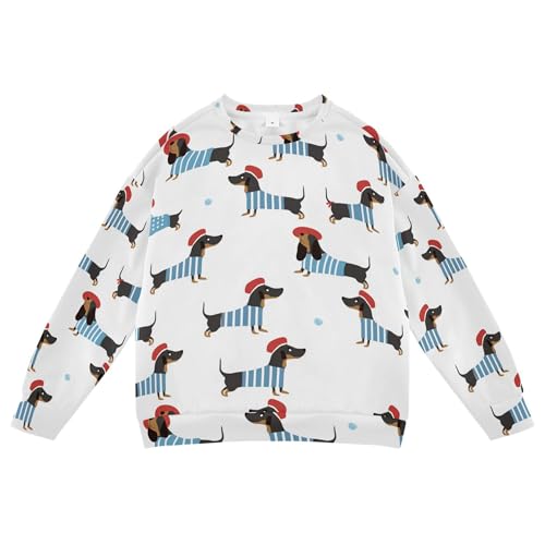 JUNZAN Cartoon Dachshund Big Boys Sweatshirt Hoodie Long Sleeve Sweatshirt With Hoodie Athletic 4T
