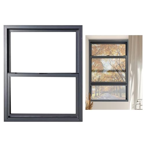 Ventana De Guillotina Con Manija De Sótano Corrediza Vertical Para Concesiones Ventanas Aluminio Correderas Perfectos Para Ventanas De Jardín, Ventana De Garaje Y Sótano(Black,40X100CM)
