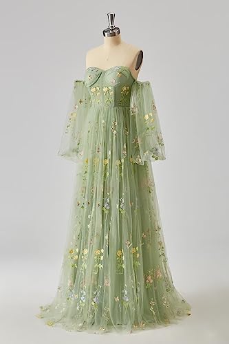 UZN Women's Puffy Sleeve Tulle Prom Dresses Tea Length Pink Flower Lace Formal Evening Gowns4