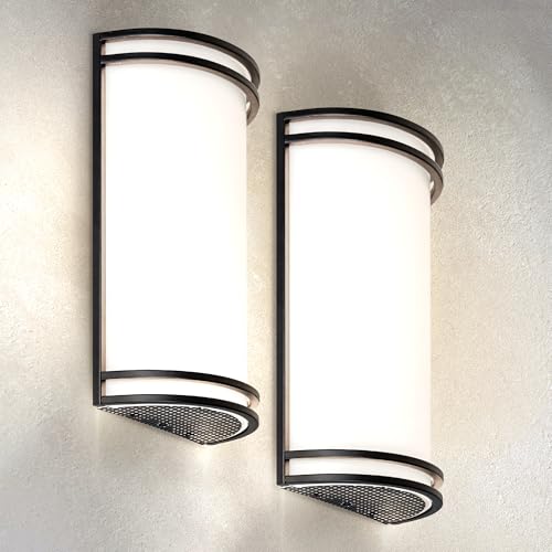 Image of ASD Indoor LED Wall Sconce Lights - 14 Inch 20W Black Modern LED Wall Sconces Hardwired - ETL Dimmable 3000K 4000K 5000K Adjustable Sconce Light Fixture for Bedroom, Hallway, 2 Pack