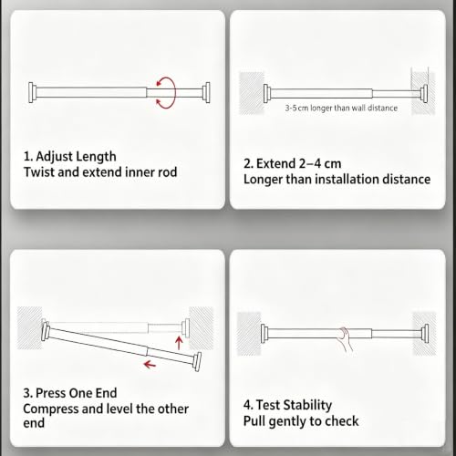 Tringle à rideau sans perçage extensible barre de penderie blanche