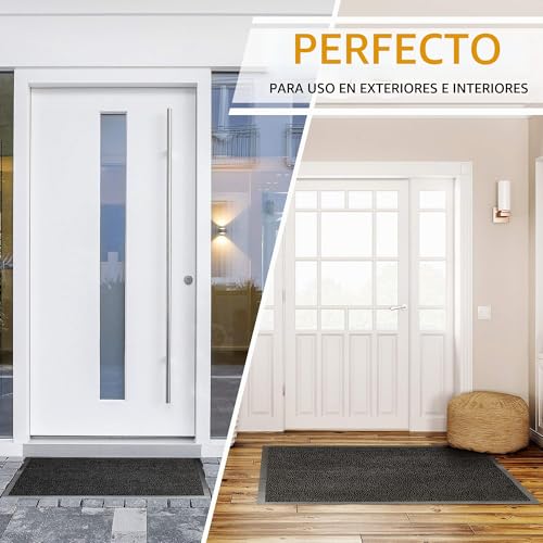 Miniatura 7 de Gadhome - Alfombra De Puerta, Color Negro Antracita, 40 X 60 Cm, Alfombra De Puerta Exterior, Impermeable, Lavable, Resistente Antideslizante, Retiene El Polvo, Felpudo, Pasillo, Entrada, Cocina,