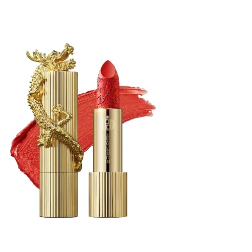 ZEESEA Majestic Chinese Dragon Lipstick | Luxurious Long-Lasting Lip Color | Embrace Oriental Beauty with Dragon Lipstick | (M01# True Red, 3g)