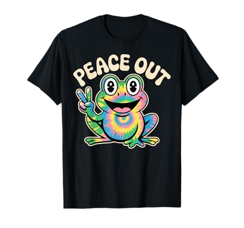 Peace-Out Tie Dye Hippie Frog Retro T-Shirt