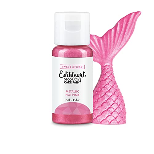 Sweet Sticks Edible Art Decorative Cake Paint 0.5 Ounce (15 Milliliters), Metallic Hot Pink