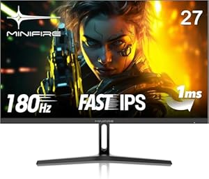 Minifire Ecran PC Gaming 27 Pouce, 180Hz, 1ms, AdaptiveSync, Moniteur IPS, FHD, sRGB 110%, 2xHDMI 2.0/1xDP 1.4 Ports, BluelightShield, Lunette Ultra-Mince VESA 100x100mm (MFG27F2)