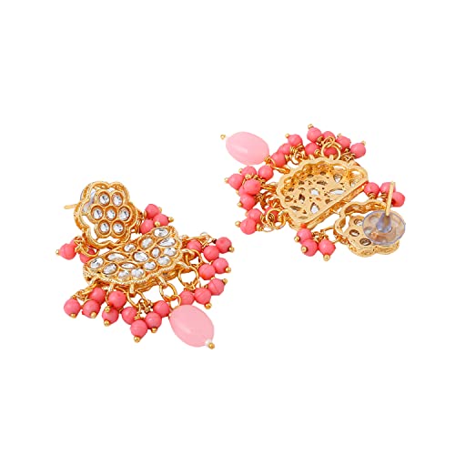 Image of Yellow Chimes Jewellery Set for Women and Girls Kundans Necklaces Set | Gold Plated Multilayer Beads Beaded Kundan Necklace Set | Birthday Gift for girls and women Anniversary Gift for Wife