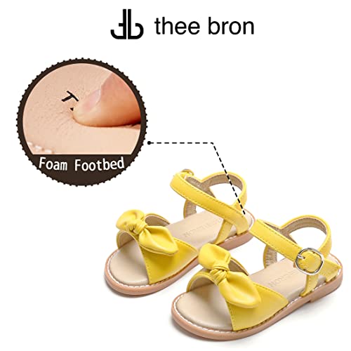 Image of THEE BRON Toddler Girls Sandals Wedding Flower Girl Dress Shoes Open Toe Flats