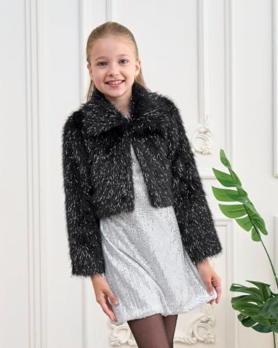 Image of BOLEROSE Girls Collared Faux Fur Bolero Jacket