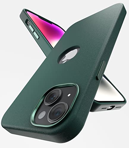 Image of Vaku Luxos Lexza for iPhone 14 Cover Case, Premium Leather, Military-Grade Protection, Slim, Thin Compatible with iPhone 14 Back Cover - Green