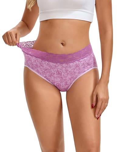 Image of INNERSY Women's Cotton Underwear Lace High Waisted Panties 5-Pack