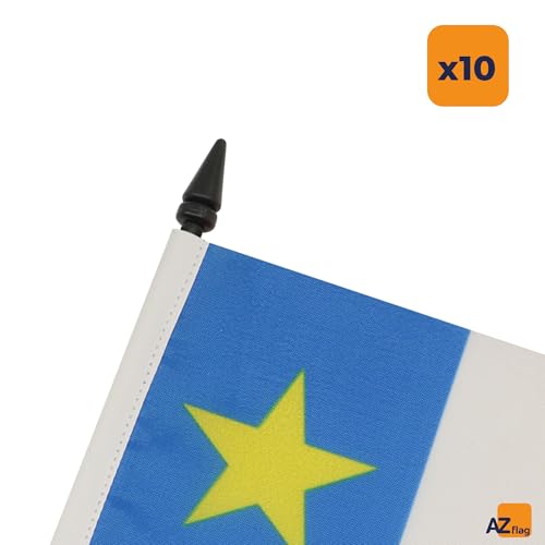 Petit drapeau acadien de table 21x14 cm avec hampe pour bureau